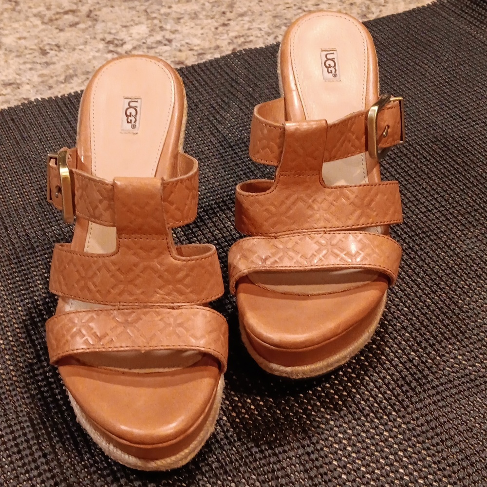 UGG leather slip on wedge